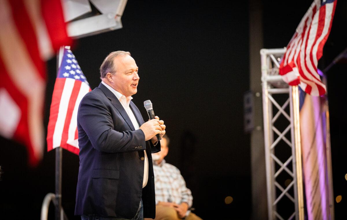 Congressional candidate Scott Baugh speaks in Huntington Beach, Calif., on Oct. 27, 2022. (John Fredricks/The Epoch Times)