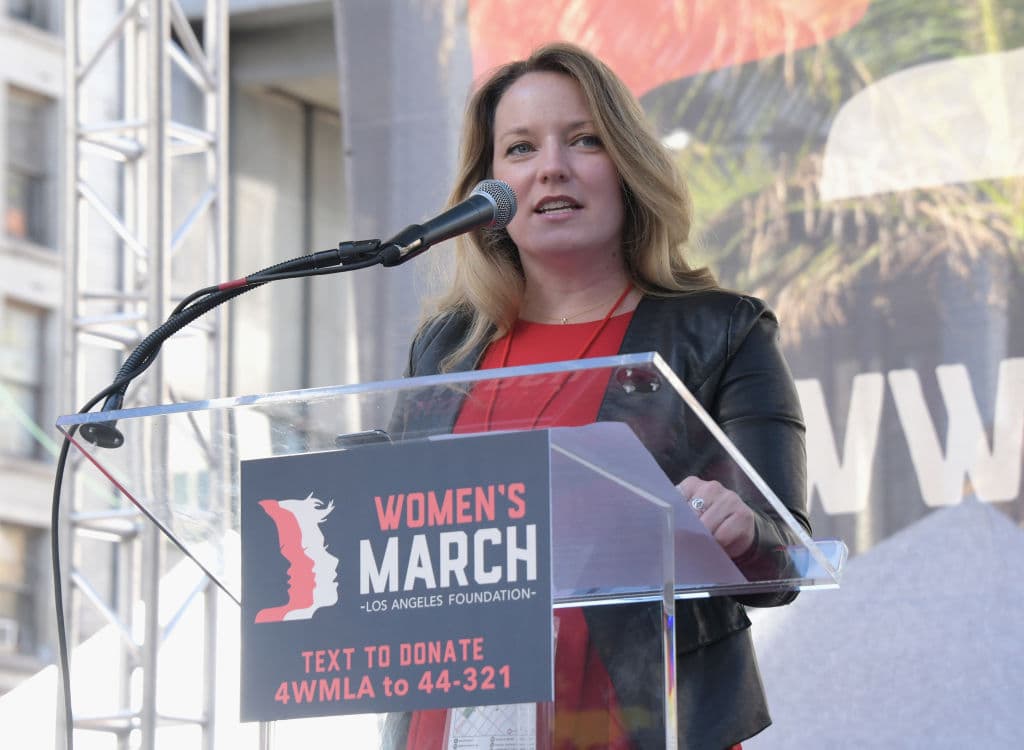 Lindsey Horvath speaks onstage at the 2019 Women's March Los Angeles in Los Angeles on Jan. 19, 2019. (Araya Diaz/Getty Images for Women's March Los Angeles )