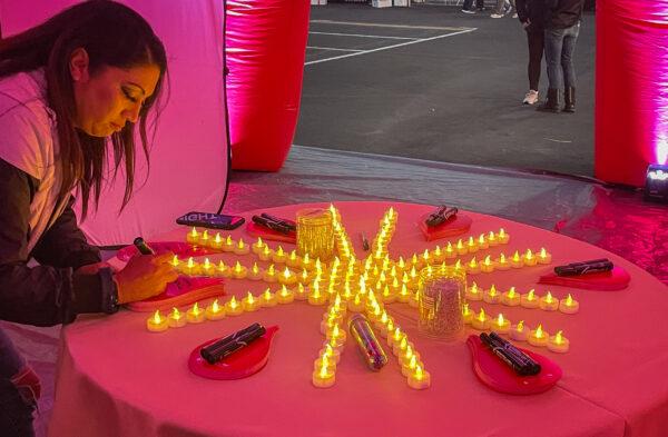 Participants of Light the Light, a fundraiser for blood cancer, gather at Angel Stadium in Anaheim, Calif., on Nov. 17, 2022. (Carol Cassis/The Epoch Times)