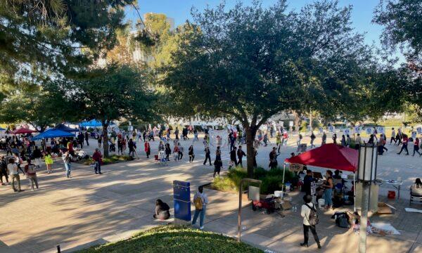 Researchers and student employees protest at the University of California–Irvine on Nov. 15, 2022. (Courtesy of Alice Sun)