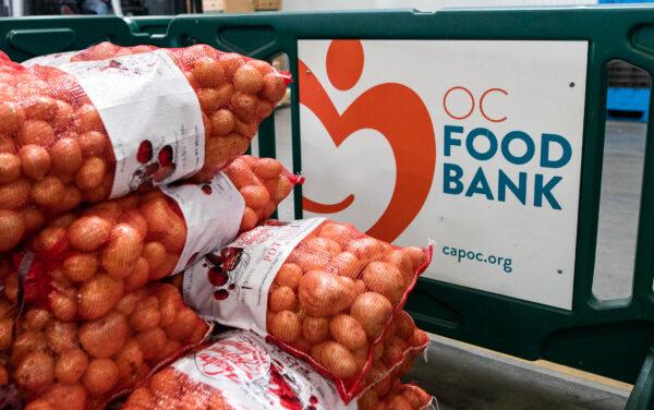Items prepare to be distributed to low-income families at the OC Food Bank in Garden Grove, Calif., on Nov. 21, 2022. (John Fredricks/The Epoch Times)