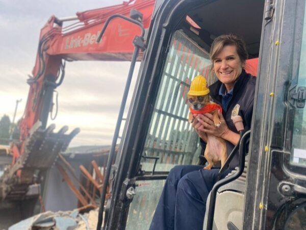 Animal Control Supervisor Valerie Schomburg with Shelter mascot Officer Bubbles. (Courtesy of Friends of the Newport Beach Animal Shelter)