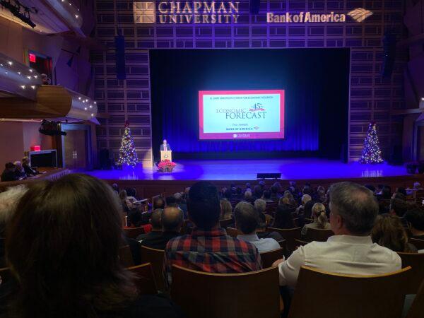 Chapman University holds its economic forecast in Orange, Calif., on Dec. 13, 2022. (Jill McLaughlin/The Epoch Times)