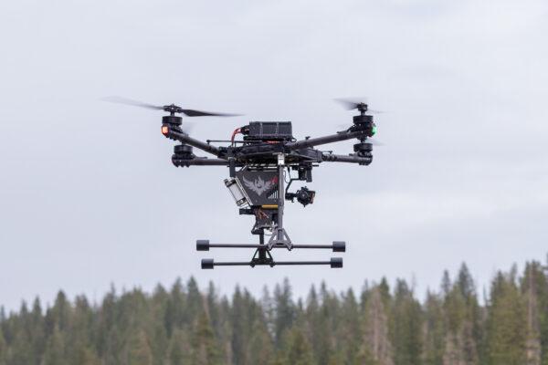 The drone-based aerial ignition system IGNIS, which uses small flaming spheres to ignite backburns and prescribed fires. (Drone Amplified)