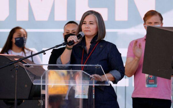 Councilwoman Monica Rodriguez attends Women's March Action: March 4 Reproductive Rights at Pershing Square in Los Angeles, on Oct. 2, 2021. (Amy Sussman/Getty Images)