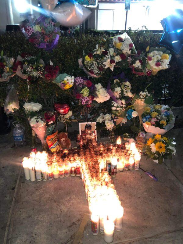 A sidewalk vigil for Xavier Chavarin in Los Angeles on March 7, 2023. (Courtesy of Rose Chavarin)