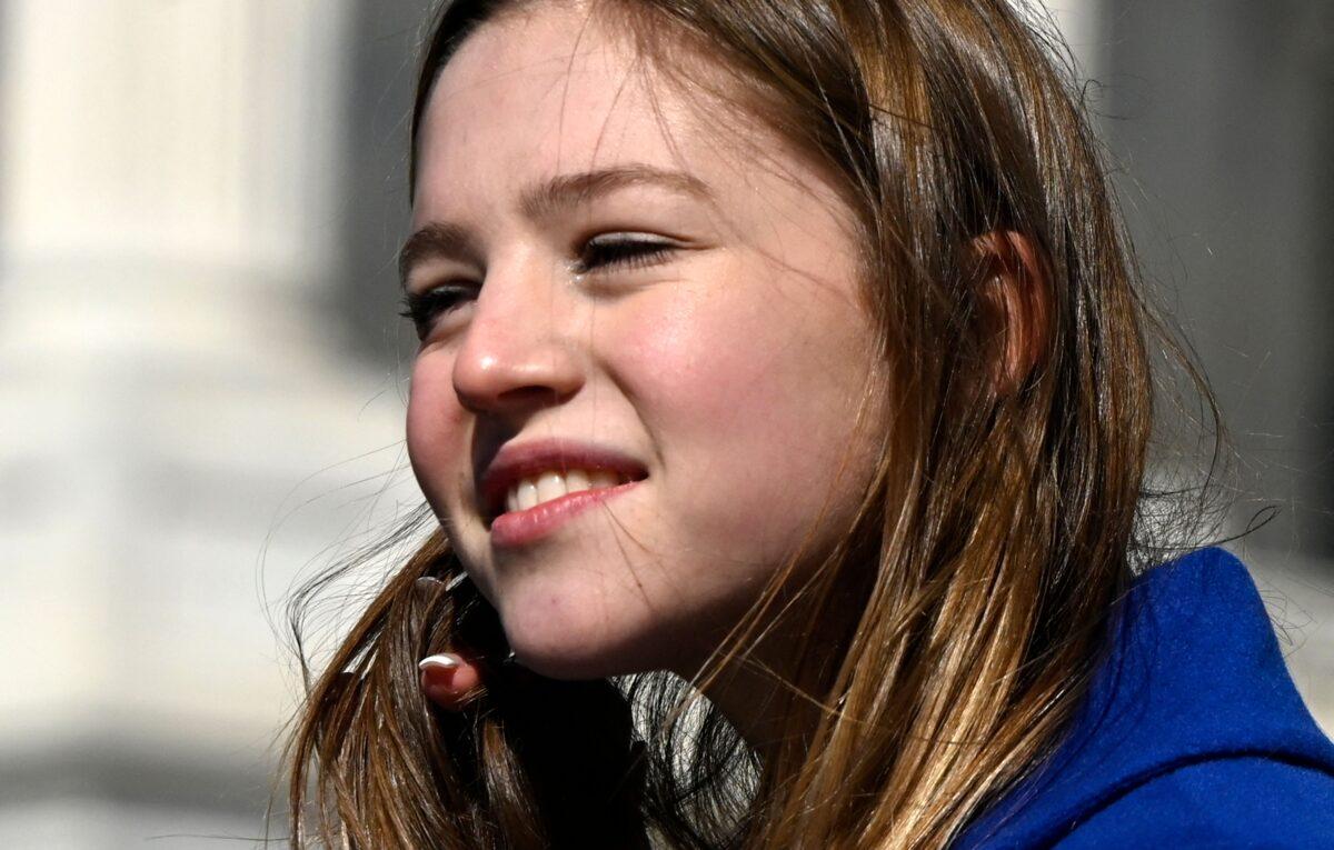 A transgender student athlete speaks during a press conference outside the Capitol in Washington on March 8, 2023. (Olivier Douliery/AFP via Getty Images)
