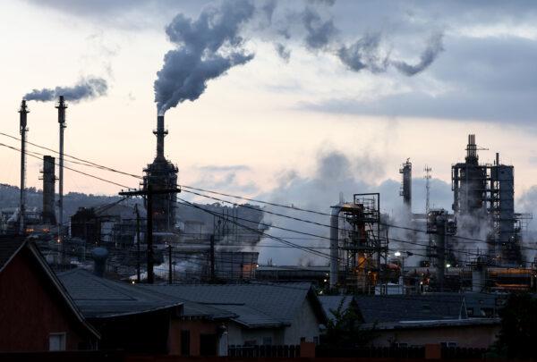 The Phillips 66 Los Angeles Refinery Wilmington plant in Los Angeles County on Nov. 28, 2022. Many of California's refineries perform maintenance in the spring before switching to a more expensive summer-blend fuel. (Mario Tama/Getty Images)