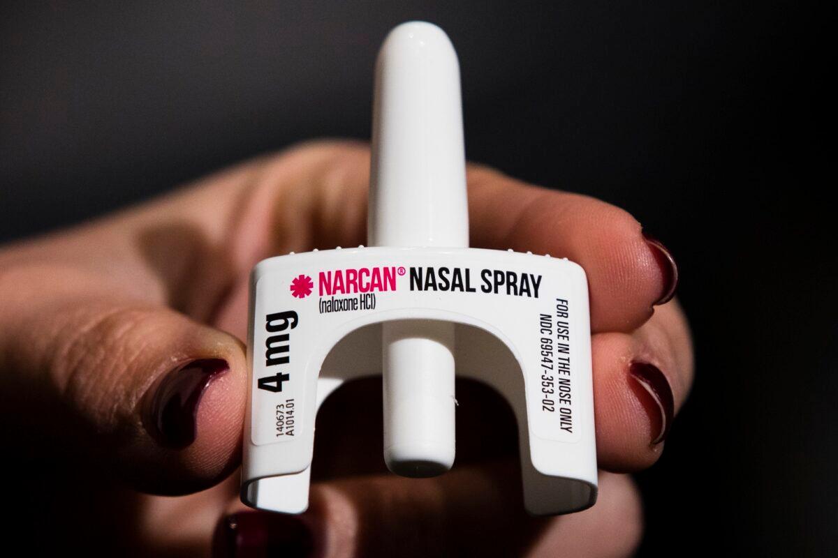 The overdose-reversal drug Narcan is displayed during training for employees of the Public Health Management Corporation (PHMC) in Philadelphia on Dec. 4, 2018. (Matt Rourke/AP Photo)