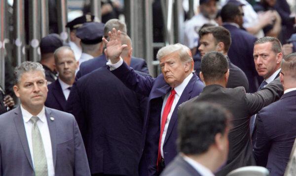 Former U.S. President Donald Trump arrives at Manhattan Criminal Courthouse, after his indictment by a Manhattan grand jury, in New York on April 4, 2023. (Eduardo Munoz/Reuters)