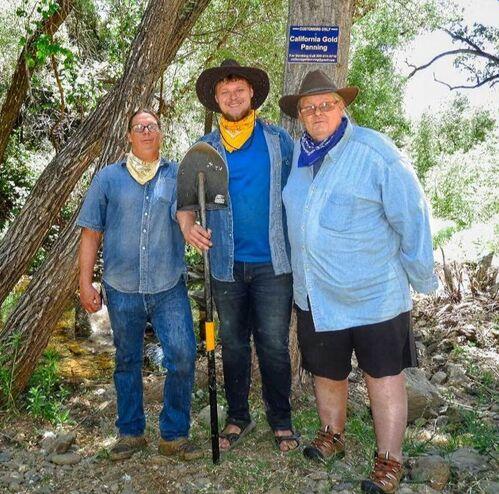 (L-R) Nick Prebalick, Nathania Prebalick, and prospector Terry Prebalick of California Gold Panning. (Courtesy of Nick Prebalick)