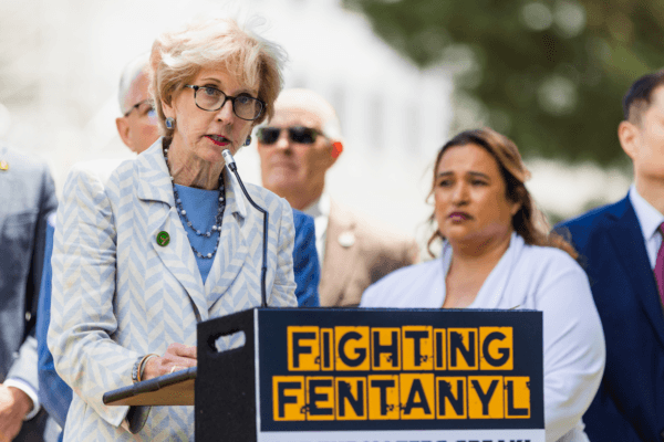 California Assemblywoman Diane Dixon, R-Newport Beach, speaks at a press conference to propose to put stricter fentanyl enforcement on the upcoming 2024 ballot, in front of the Capitol in Sacramento on June 6, 2023. (Courtesy of Assembly Republican Caucus)