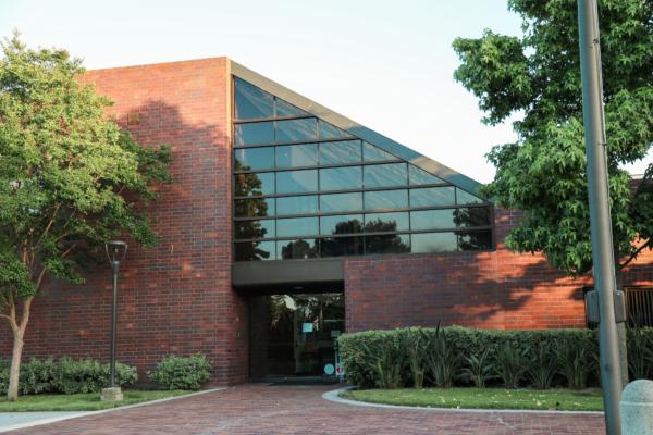 Front of the Irvine Unified School District administration building in Irvine, Calif., on June 21, 2023. (Julianne Foster/The Epoch Times)