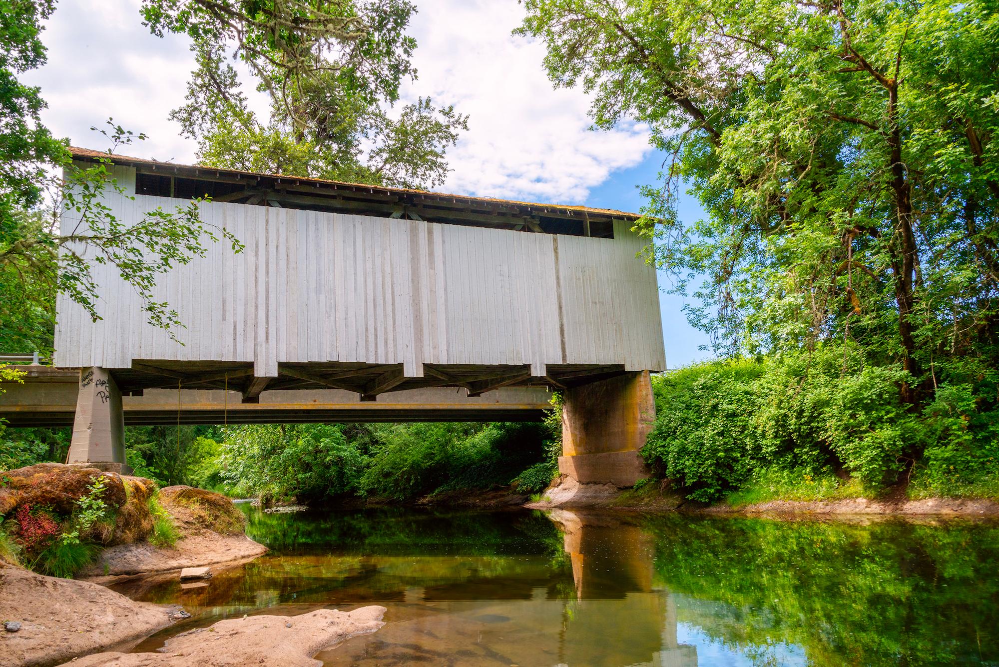 Stewart Bridge in Cottage Grove, Ore., sits over what is considered to be one of the best swimming holes in Lane County. (Maria Coulson)