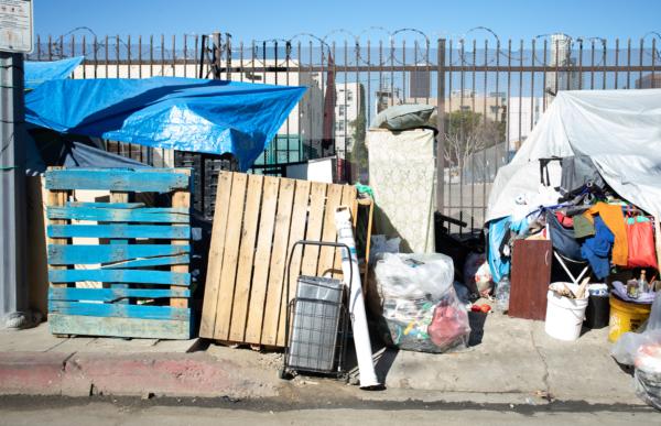 A homeless encampment in Los Angeles on Jan. 27, 2023. (John Fredricks/The Epoch Times)