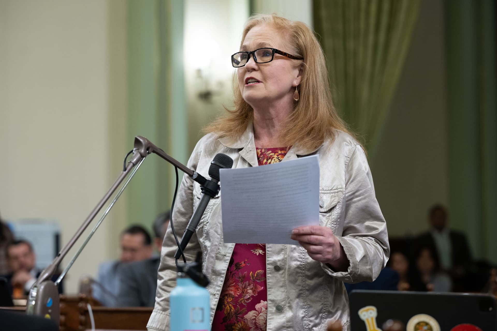 California State Assemblywoman Gail Pellerin (D-Santa Cruz) on the Assembly floor in Sacramento on April 27, 2023. (Courtesy of Assemblywoman Gail Pellerin's Office)