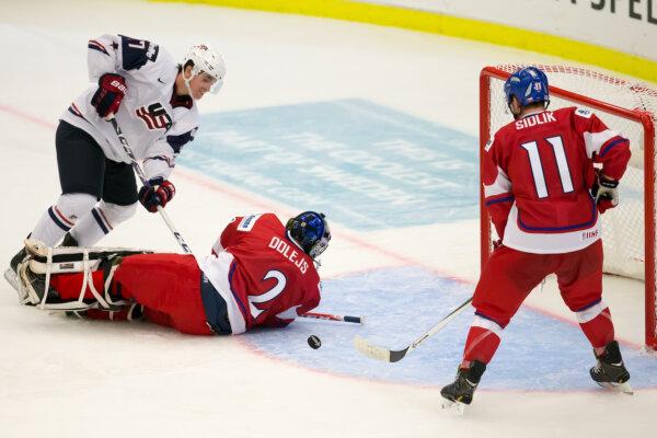 Hockey player Nicolas Kerdiles (L). (Courtesy of USA Hockey)