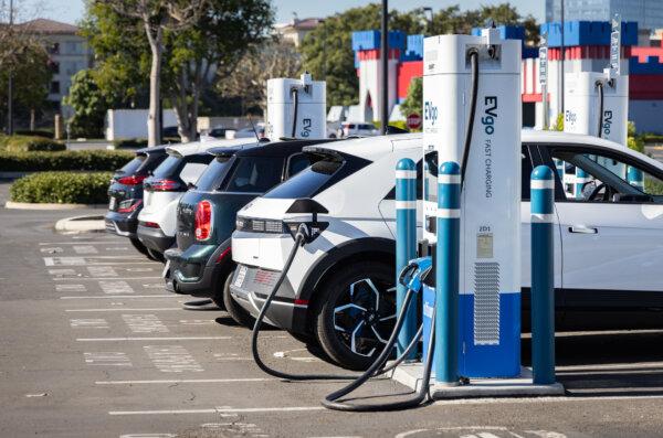 An electric vehicle charging station in Irvine, Calif., on Nov. 28, 2023. (John Fredricks/The Epoch Times)