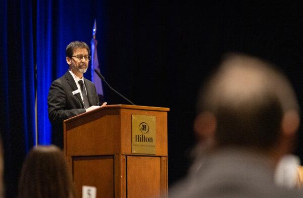 Greg Burt, vice president of the California Family Council speaks in Costa Mesa, Calif., on Nov. 30 2023. (John Fredricks/The Epoch Times)