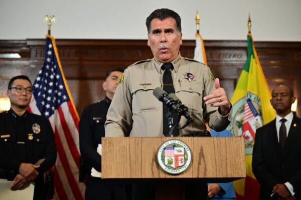 Los Angeles County Sheriff Robert Luna speaks during a news conference at City Hall in Los Angeles on Aug. 17, 2023.  (Frederic J. Brown/AFP via Getty Images)