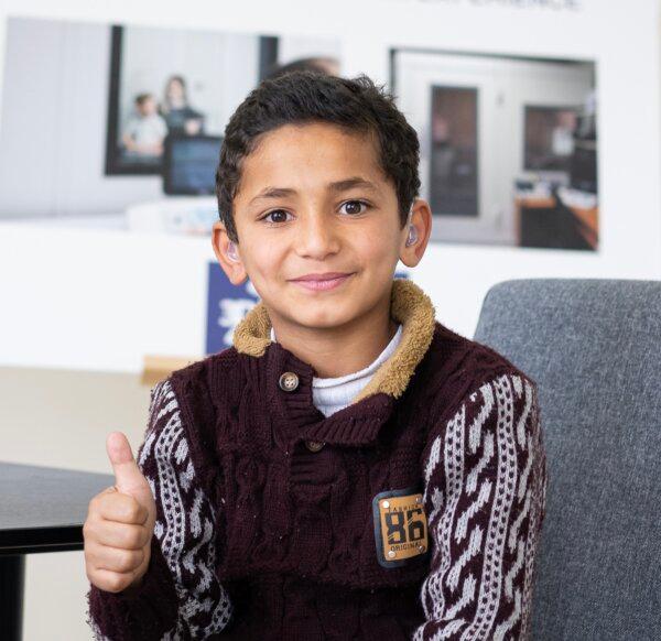 A child wears new hearing aids. (Courtesy of 3DP4ME)