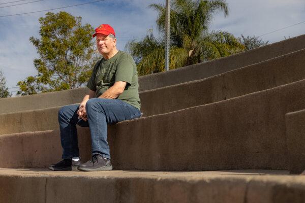 U.S. Marine Corp. veteran Robert Hammond near his home in Santa Ana, Calif., on Dec. 11, 2023. (John Fredricks/The Epoch Times)