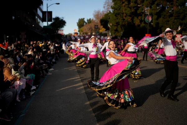 Banda Municipal de Zarcero, of Costa Rica, performs at the 135th Rose Parade in Pasadena, Calif., on Jan. 1, 2024. (Jae C. Hong/AP Photo)