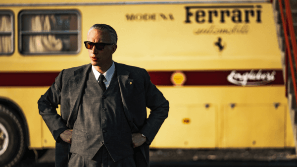 Enzo Ferrari (Adam Driver), in "Ferrari." (Neon)