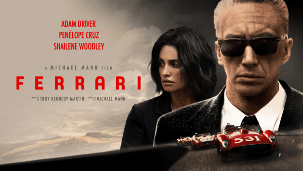 Promotional poster for "Ferrari." (Neon)