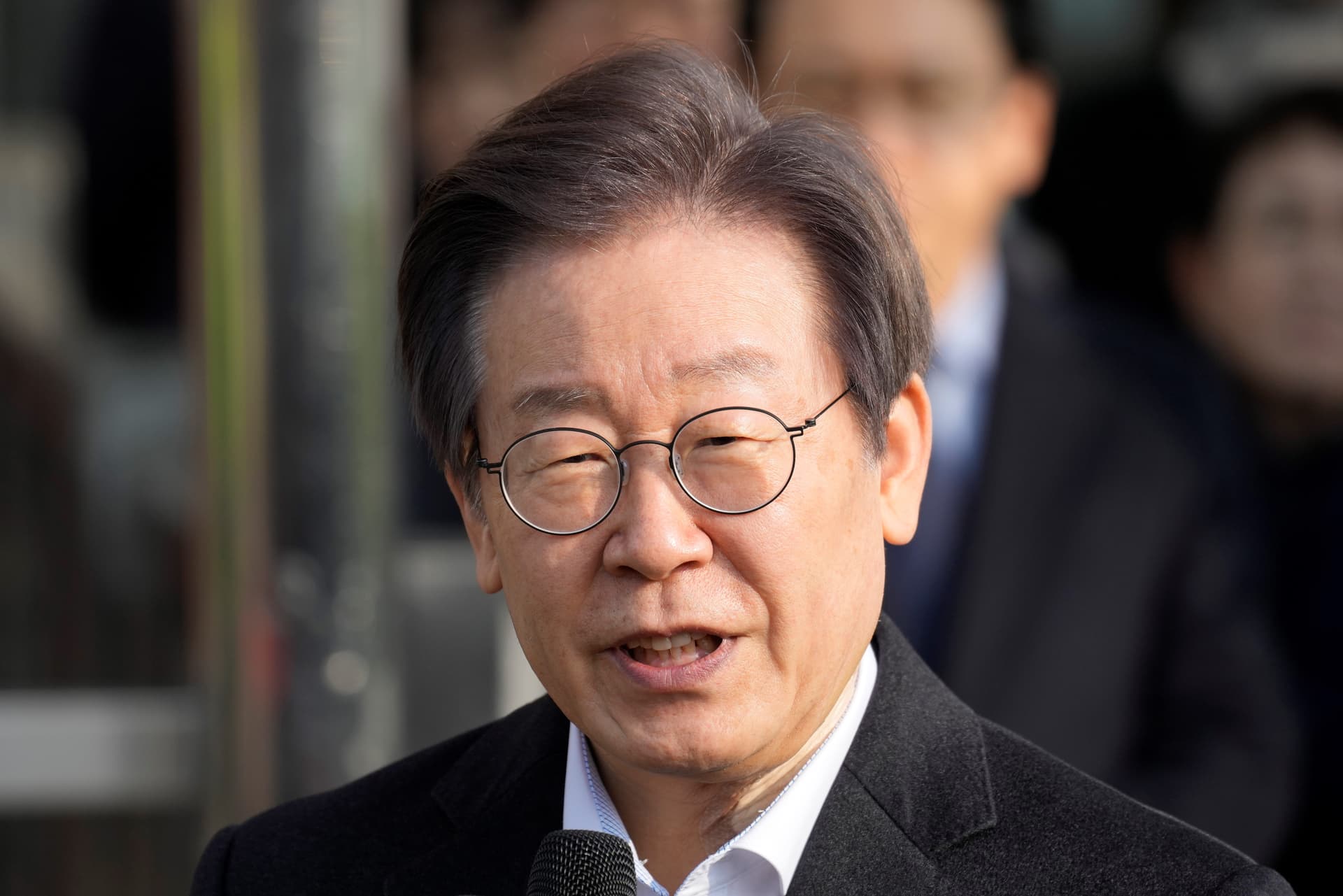South Korean opposition leader Lee Jae Myung leaves a hospital in Seoul, South Korea, on Jan. 10, 2024. (Lee Jin-man/AP Photo)
