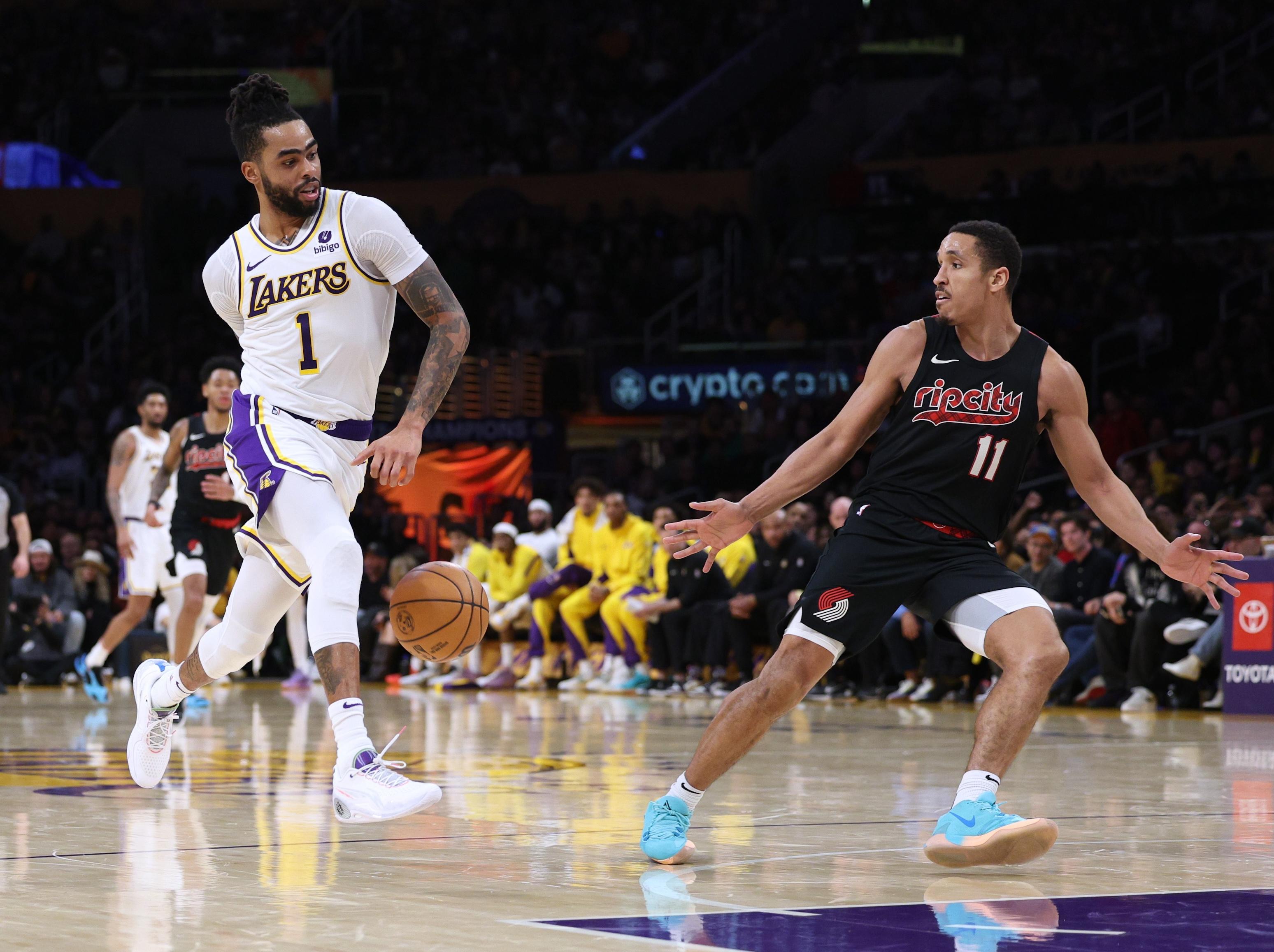 Russell and James Dominate 4th Quarter in Lakers’ 134–110 Rout of Blazers