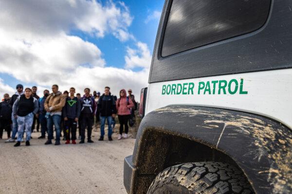 Border Patrol agents monitor border crossings in Jacumba, Calif., on Jan. 10, 2024. (John Fredricks/The Epoch Times)