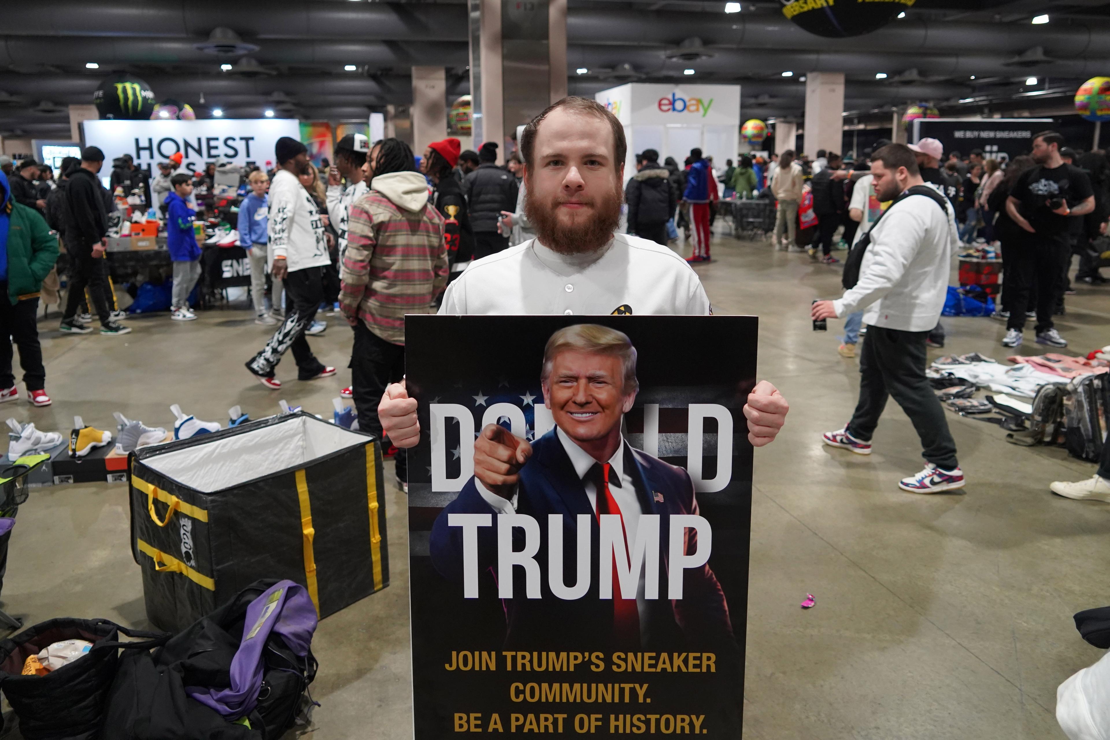 Sneaker retailer John Paulus at Sneaker Con in Philadelphia, Pa., on Feb. 17, 2024. (William Huang/The Epoch Times)