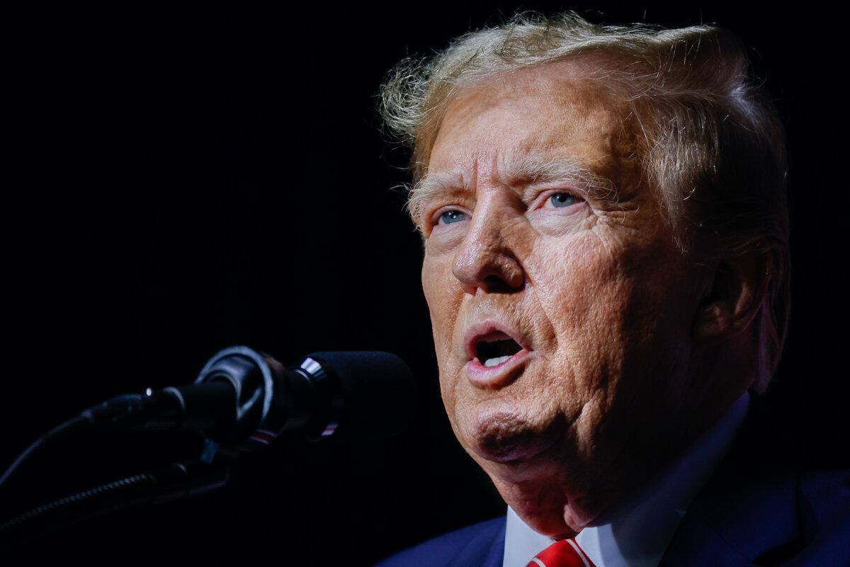 Republican presidential candidate and former U.S. President Donald Trump addresses a campaign rally at the Forum River Center in Rome, Ga., on March 9, 2024. (Chip Somodevilla/Getty Images)