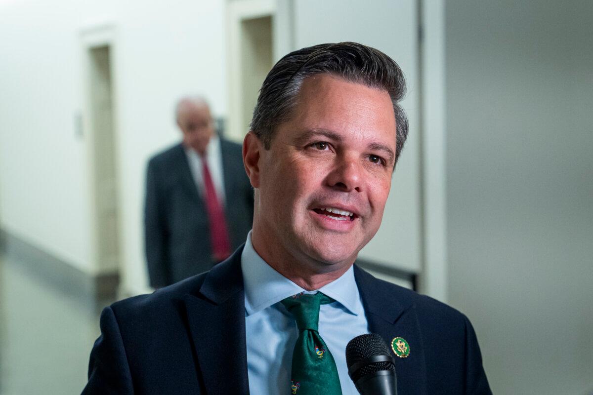 Rep. Zachary Nunn (R-Iowa) speaks with reporters after a hearing about the Chinese Communist Party's (CCP) forced organ harvesting before the Congressional-Executive Commission on China in Washington on March 20, 2024. (Madalina Vasiliu/The Epoch Times)