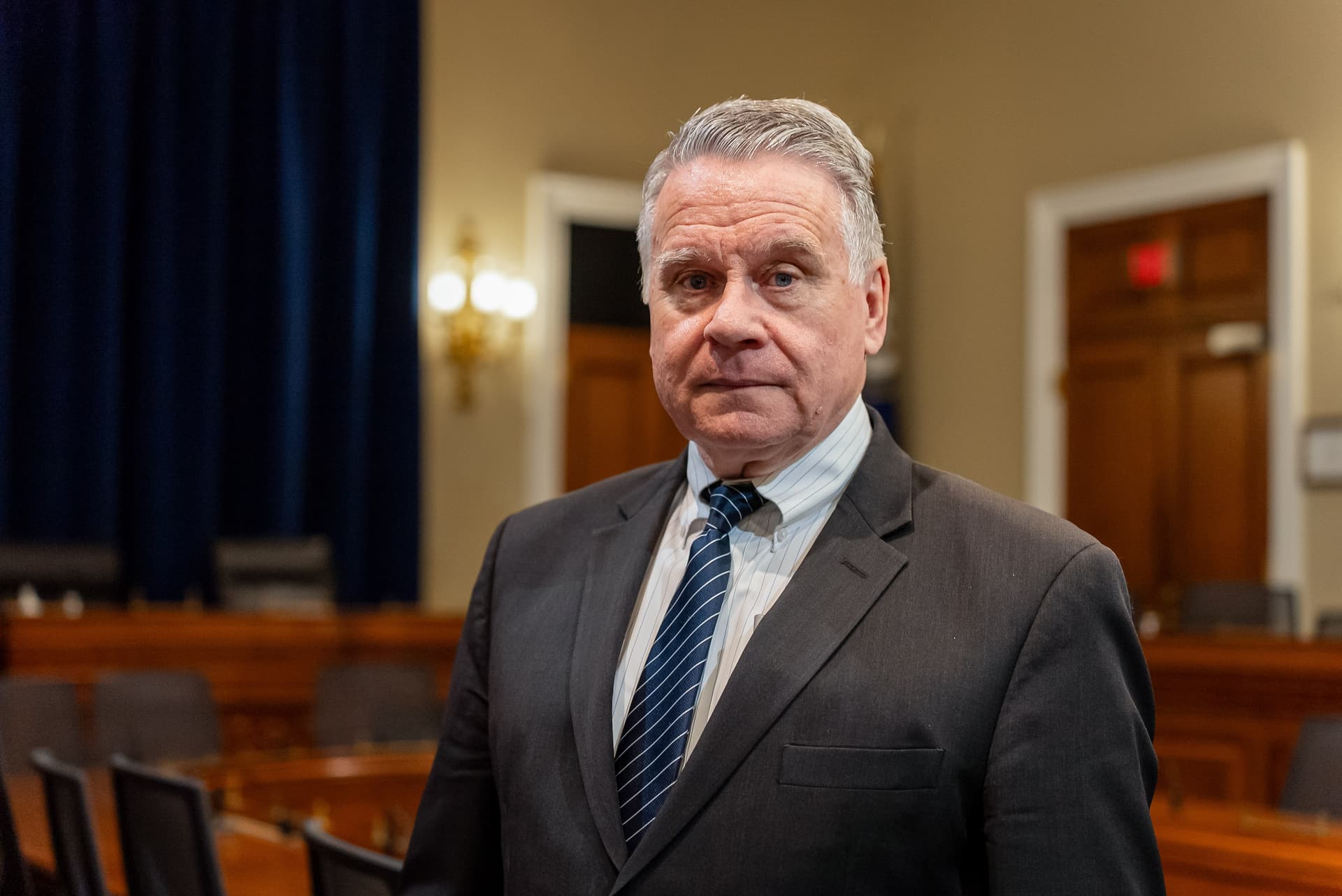 Rep. Chris Smith (R-N.J.), Congressional-Executive Commission on China chair, after a hearing about the Chinese Communist Party’s forced organ harvesting in Washington on March 20, 2024. (York Du/The Epoch Times)