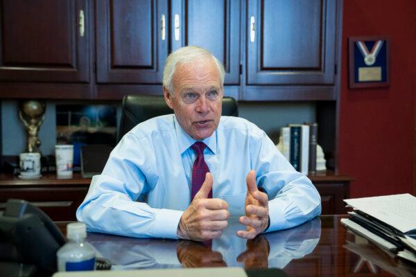 Sen. Ron Johnson (R-Wis.) speaks during an interview with The Epoch Times at his office in the Hart Senate office building in Washington, on March 21, 2024. (Madalina Vasiliu/The Epoch Times)