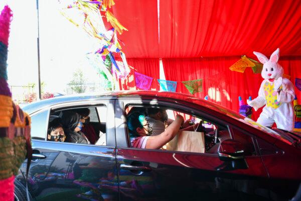 Attendees at a drive-thru Easter celebration in Los Angeles on April 2, 2021. (Rodin Eckenroth/Getty Images)