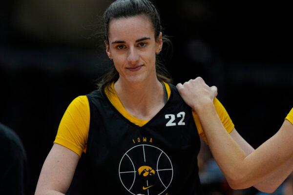 Iowa's Caitlin Clark smiles during a practice for the NCAA Women's Final Four in Cleveland on April 4, 2024. (Carolyn Kaster/AP Photo)