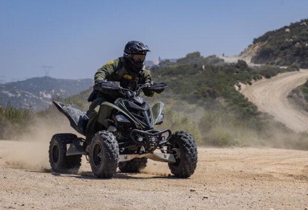 Border Patrol agents monitor the southern border using ATVs outside of Campo, Calif., on April 12, 2024. (John Fredricks/The Epoch Times)