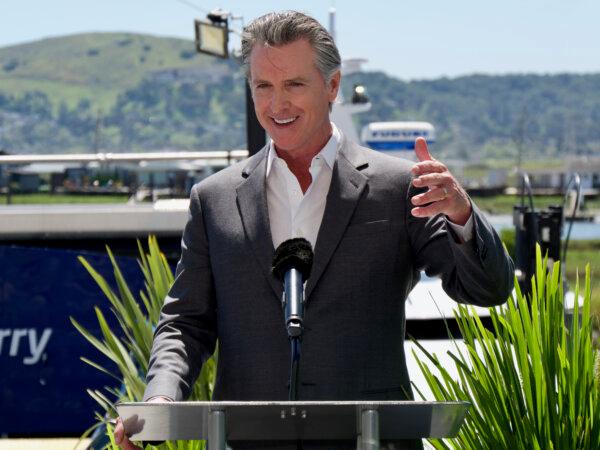 Gov. Gavin Newsom speaks before signing a climate agreement with Norway in Larkspur, Calif., on April 16, 2024. (Travis Gillmore/The Epoch Times)