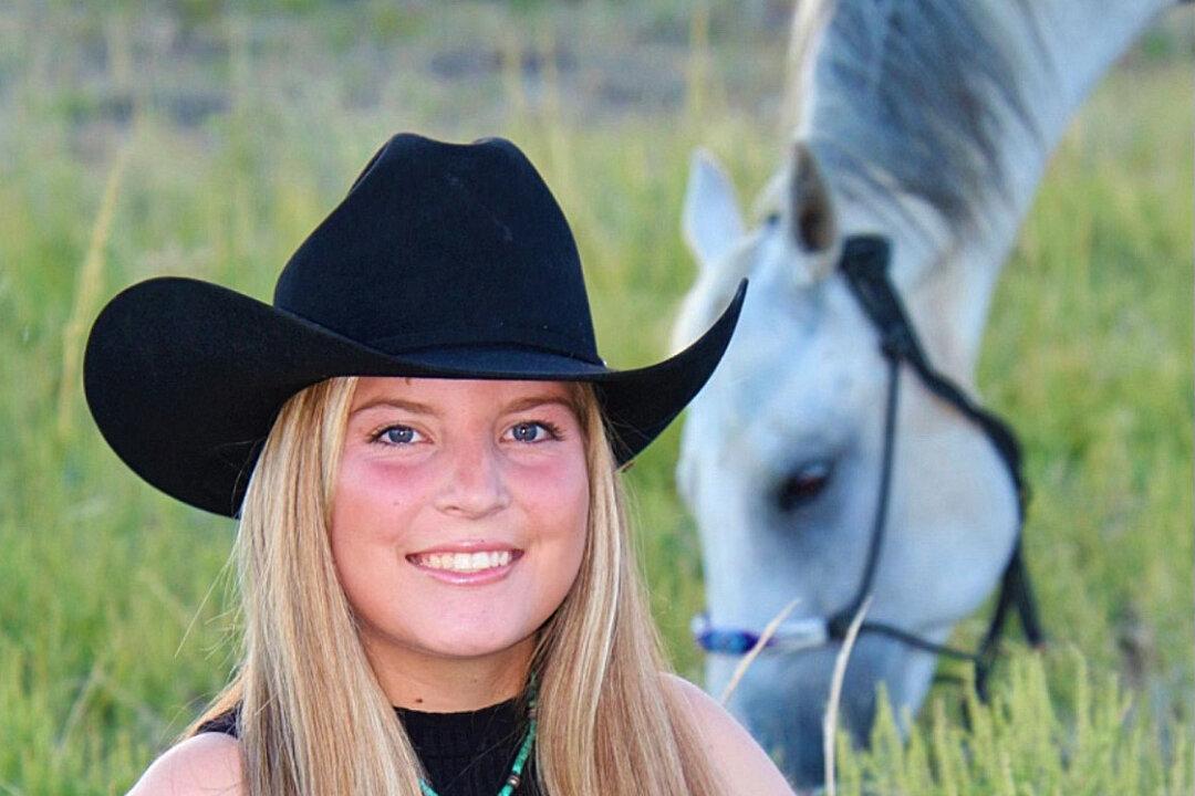 Annalee Schott with her horse Roxy at her family farm in Merino, Colo., on Sept. 13, 2020. (Courtesy of Lori Schott)