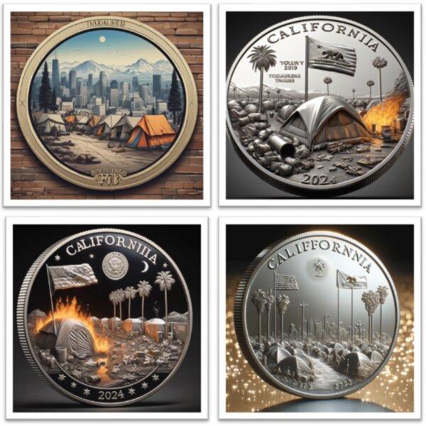 Designs of California's new $1 coin submitted by Jim Stanley, press secretary for the State Assembly Republicans. (Courtesy of Jim Stanley)