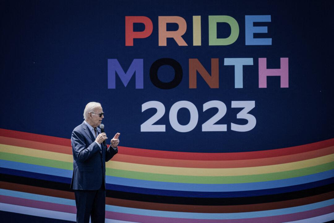 President Joe Biden speaks during a Pride celebration on the South Lawn of the White House in Washington on June 10, 2023. (Brendan Smialowski/AFP via Getty Images)