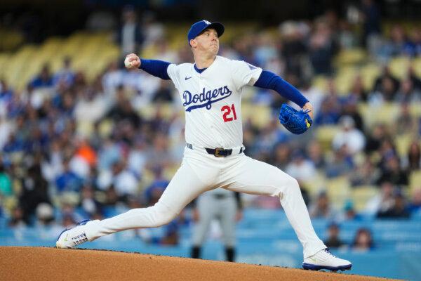 Making his first major-league start in nearly two years, Dodgers pitcher Walker Buehler throws against the Miami Marlins in Los Angeles on May 6, 2024. (Ashley Landis/AP Photo)