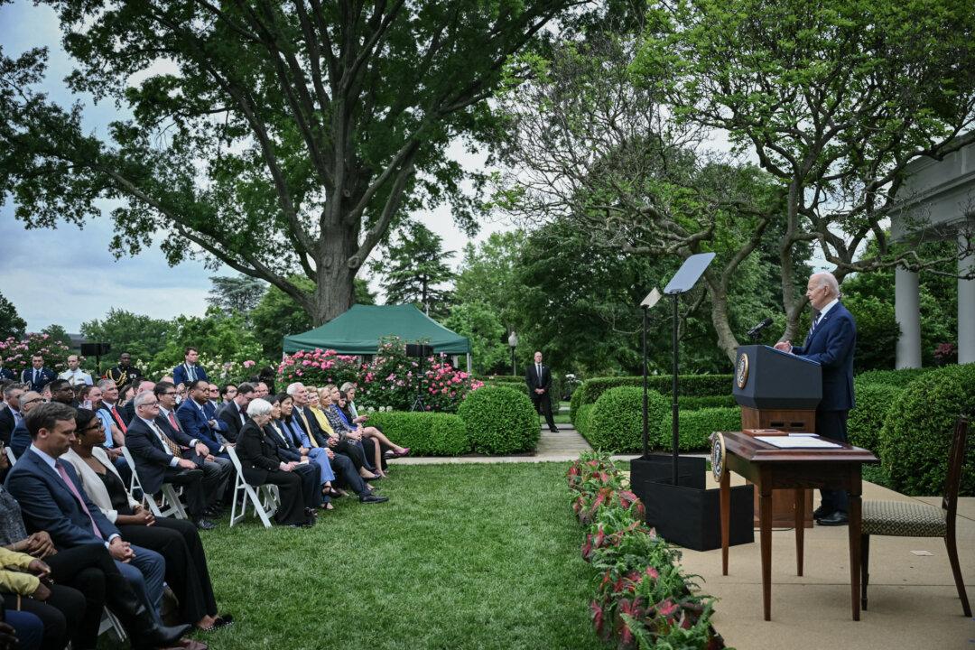 President Joe Biden announces new actions to protect American workers and businesses from China's unfair trade practices, in the Rose Garden of the White House on May 14, 2024. (Mandel Ngan/AFP via Getty Images)