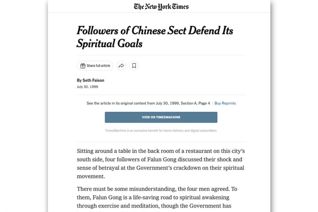 The New York Times, citing CCP sources, reported that Falun Gong only ever had 2 million followers. However, multiple Western and Chinese media had reported a figure of 70 million or 100 million before the persecution against Falun Gong began in 1999. In 1998, China’s state-controlled Shanghai TV promoted Falun Gong, declaring that “100 million people around the world are learning Falun Dafa.” (Screenshots via The Epoch Times, New York Times, Falun Dafa Information Center)