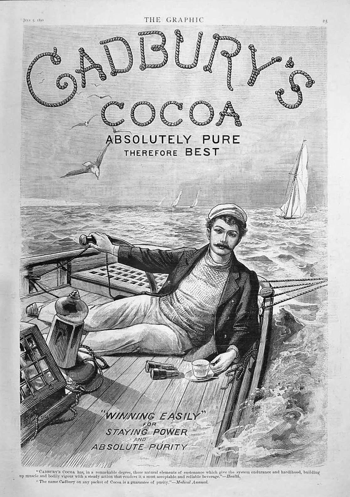 Advertisment for Cadbury’s cocoa, 1890, in “The Graphic.” (Public Domain)