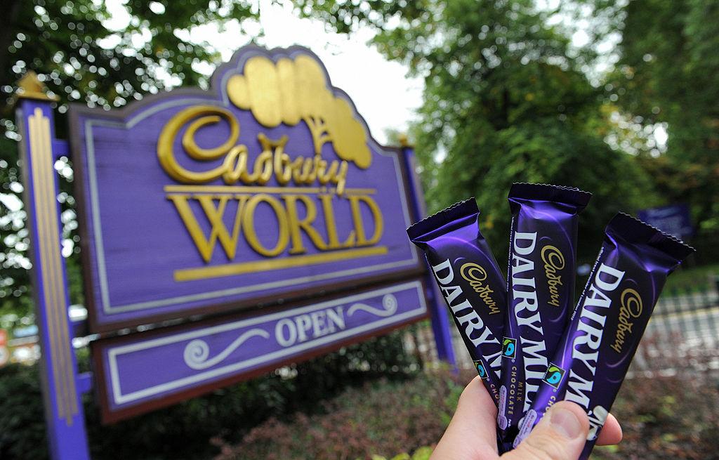 Cadbury Dairy Milk chocolate bars are pictured in front of the Cadbury World tourist attraction at the Cadbury chocolate factory in Birmingham, central England, in 2009. (Paul Ellis/AFP via Getty Images)