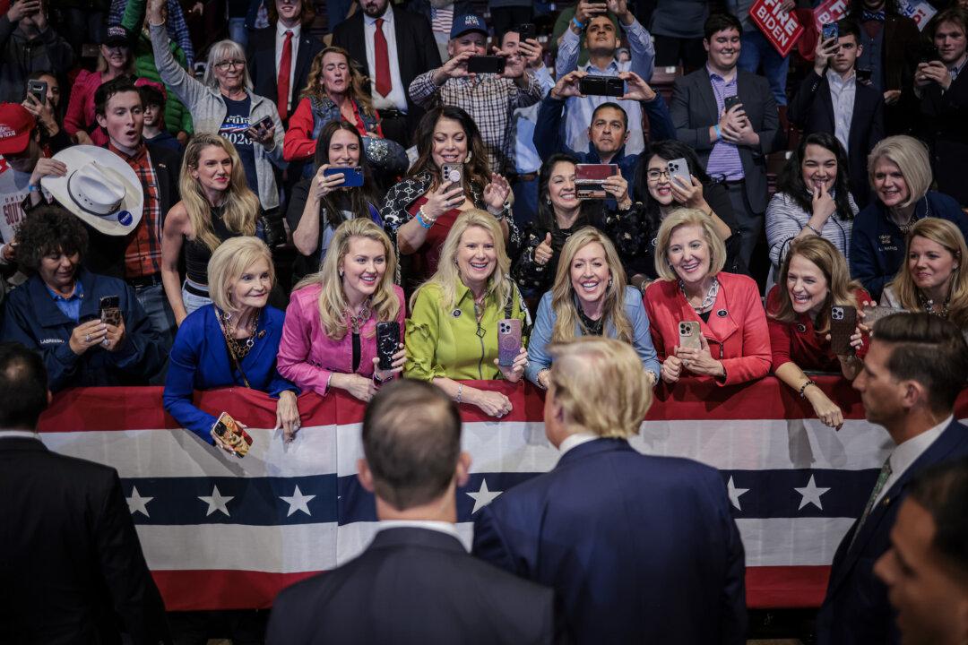 Republican presidential candidate and former President Donald Trump greets supporters at a rally in Rock Hill, S.C., on Feb. 23, 2024. (Win McNamee/Getty Images)